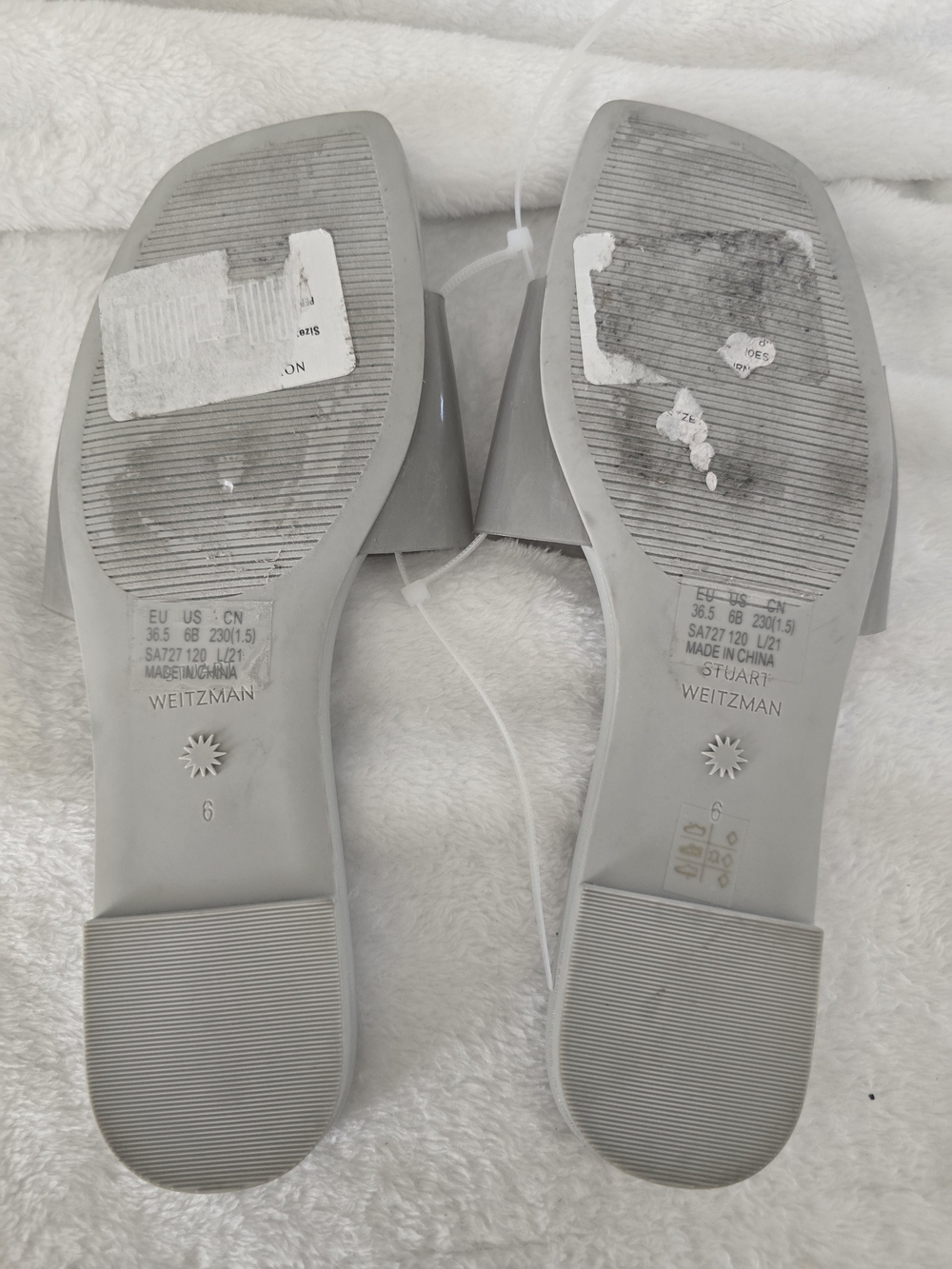 Stuart Weitzman Gray Slide Sandals Size 6 No Box - Picture 3 of 3